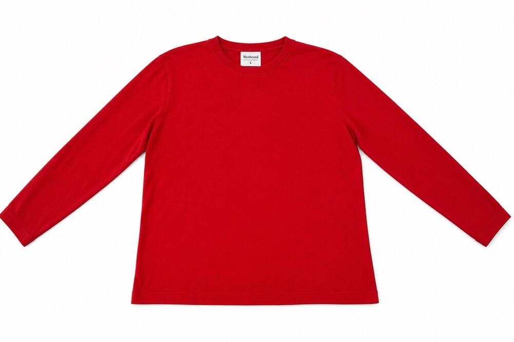 Westbound Women’s Medium Red V-Neck Long Sleeve Shirt Basic Pullover Top